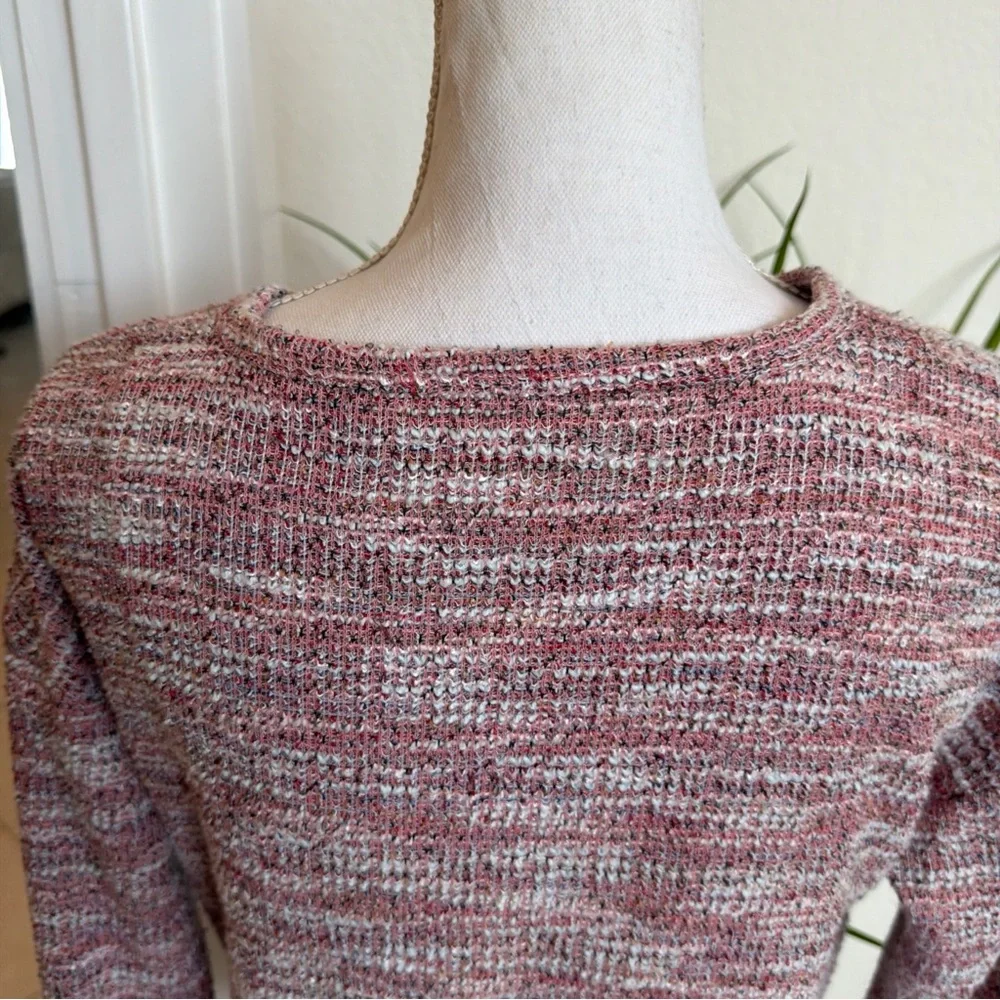 lou grey for Loft pink & White Tweed LS Shirt XS Cross Front V Neck - Picture 6 of 11